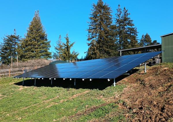 Ground mounted solar panels that capture sun rays from the ground. Mounted on top of posts