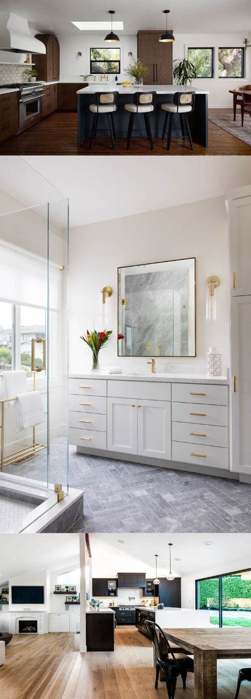 collage of luxury remodeled kitchens, bathrooms, and whole homes