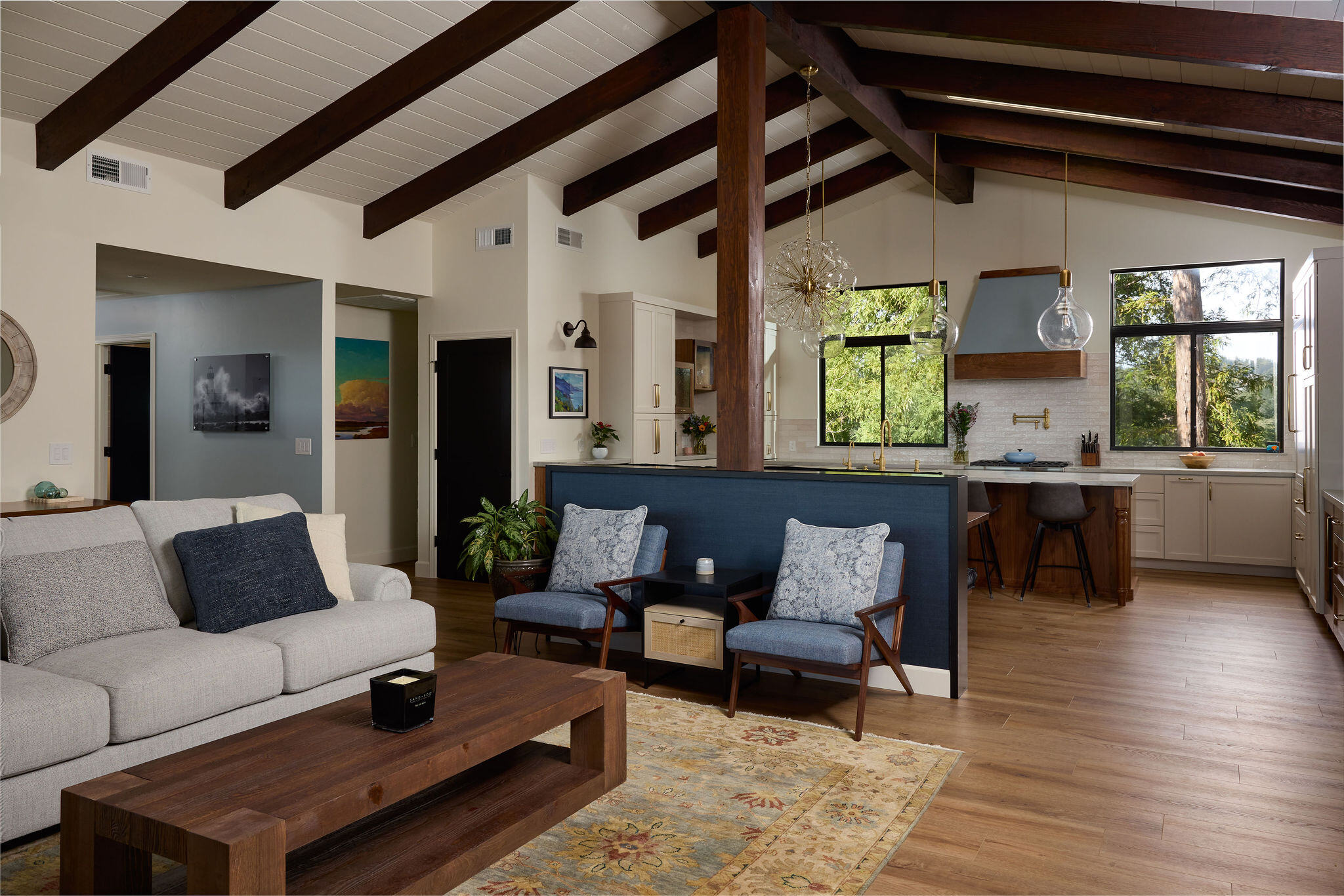Open and airy whole home remodel with West Coast Interior Design elements and contemporary design