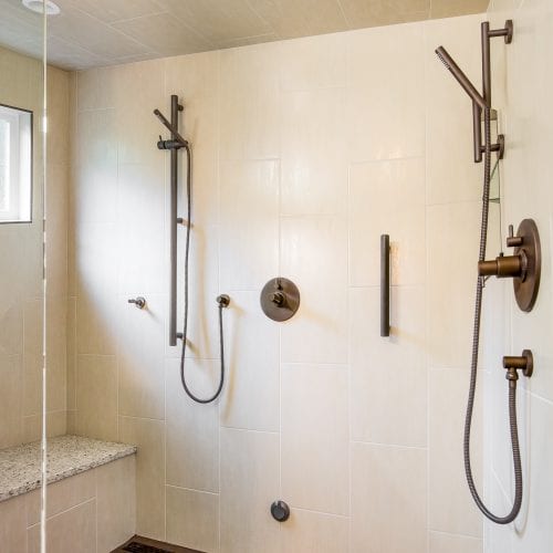 Elegant shower with white tile