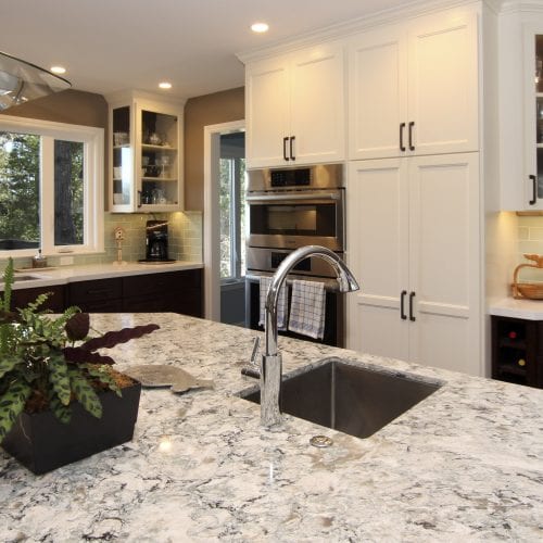 Granite countertop with sink built in