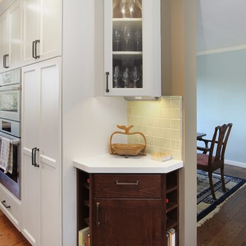 Kitchen alcove with light underneath cabinet