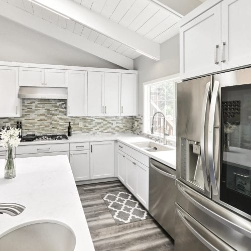 Kitchen with stainless steel appliances