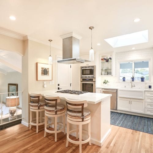 Kitchen with oak hardwood floors