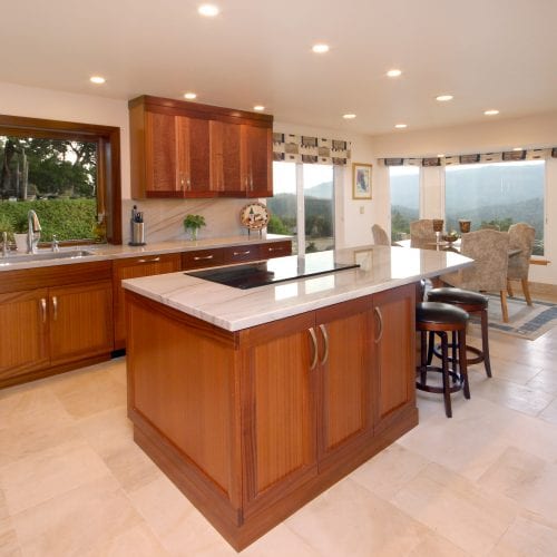 Kitchen island with built-in electric stovetop